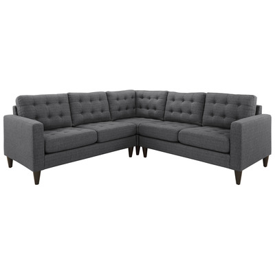 Sofas and Loveseat Modway Furniture Empress Gray EEI-1417-DOR 848387028824 Sofa Sectionals GrayGrey Loveseat Love seatSectional So Sofa Set setTufted tufting Complete Vanity Sets 