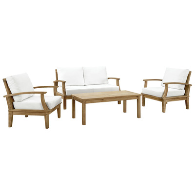 Modway Furniture Outdoor Sofas and Sectionals, White,snow, Loveseat,Sofa, Natural,White, Complete Vanity Sets, Sofa Sectionals, 848387035174, EEI-1469-NAT-WHI-SET