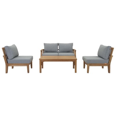 Modway Furniture Outdoor Sofas and Sectionals, Gray,Grey, Sofa, Gray,Light GrayNatural, Sofa Sectionals, 889654141945, EEI-1477-NAT-GRY-SET