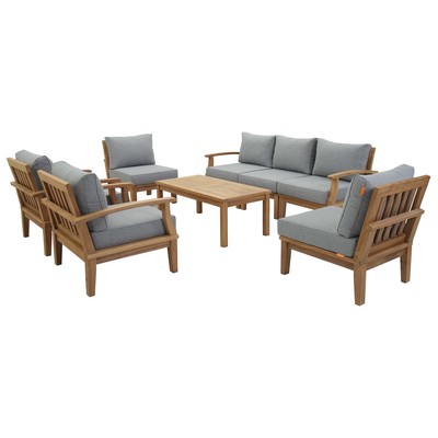 Modway Furniture Outdoor Sofas and Sectionals, Gray,Grey, Sofa, Gray,Light GrayNatural, Sofa Sectionals, 889654141952, EEI-1479-NAT-GRY-SET