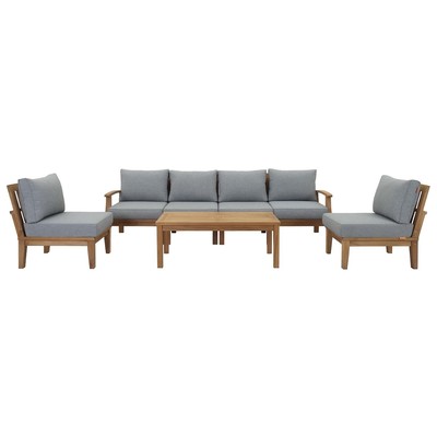 Modway Furniture Outdoor Sofas and Sectionals, Gray,Grey, Sofa, Gray,Light GrayNatural, Sofa Sectionals, 889654141976, EEI-1481-NAT-GRY-SET