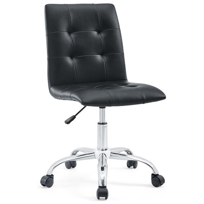 Office Chairs Modway Furniture Prim Black EEI-1533-BLK 848387042042 Office Chairs Blackebony Adjustable Chrome Metal Steel Stainless S Black Leather LeatheretteMetal Complete Vanity Sets 