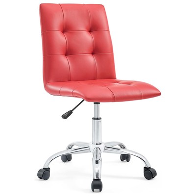 Office Chairs Modway Furniture Prim Red EEI-1533-RED 848387042080 Office Chairs RedBurgundyruby Adjustable Chrome Metal Steel Stainless S Leather LeatheretteMetal Alumi Complete Vanity Sets 