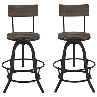 Modway Furniture Bar Chairs and Stools, Brown,sable, Bar, Metal,Wood, Dining Chairs, 848387057633, EEI-1605-BRN-SET