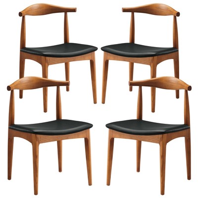 Modway Furniture Dining Room Chairs, Black,ebony, Side Chair, HARDWOOD,LEATHER,Wood,MDF,Plywood,Beech Wood,Bent Plywood,Brazilian Hardwoods, Black,DarkLeather,LeatheretteWood,Plywood, Dining Chairs, 848387074050, EEI-168