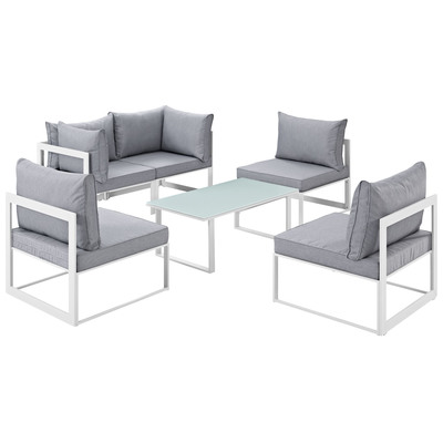 Modway Furniture Outdoor Sofas and Sectionals, Gray,GreyWhite,snow, Loveseat,Sectional,Sofa, Gray,Light GrayWhite, Complete Vanity Sets, Sofa Sectionals, 848387082468, EEI-1726-WHI-GRY-SET