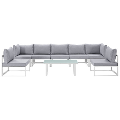 Modway Furniture Outdoor Sofas and Sectionals, Gray,GreyWhite,snow, Loveseat,Sectional,Sofa, Gray,Light GrayWhite, Complete Vanity Sets, Sofa Sectionals, 889654003755, EEI-1730-WHI-GRY-SET