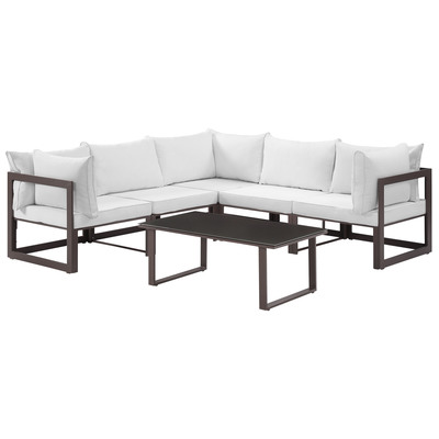 Modway Furniture Outdoor Sofas and Sectionals, Brown,sableWhite,snow, Loveseat,Sectional,Sofa, Brown,White, Complete Vanity Sets, Sofa Sectionals, 889654003809, EEI-1732-BRN-WHI-SET