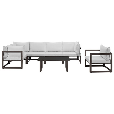 Modway Furniture Outdoor Sofas and Sectionals, Brown,sableWhite,snow, Loveseat,Sectional,Sofa, Brown,White, Complete Vanity Sets, Sofa Sectionals, 889654003830, EEI-1733-BRN-WHI-SET
