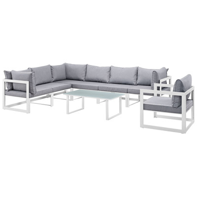 Modway Furniture Outdoor Sofas and Sectionals, Gray,GreyWhite,snow, Loveseat,Sectional,Sofa, Gray,Light GrayWhite, Complete Vanity Sets, Sofa Sectionals, 889654003939, EEI-1736-WHI-GRY-SET