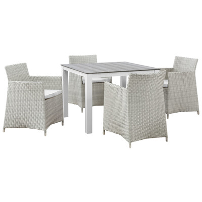 Outdoor Dining Sets Modway Furniture Junction Gray White EEI-1744-GRY-WHI-SET 889654017844 Bar and Dining Gray GreyWhite snow Gray White Complete Vanity Sets 