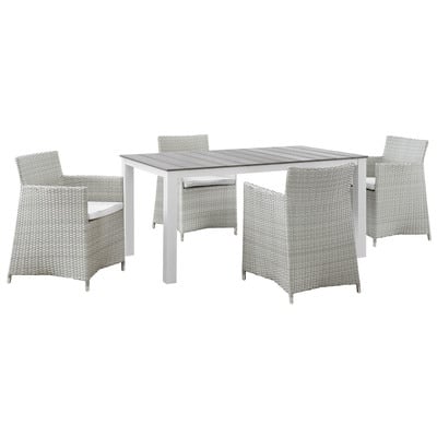 Outdoor Dining Sets Modway Furniture Junction Gray White EEI-1746-GRY-WHI-SET 889654017882 Bar and Dining Gray GreyWhite snow Gray White Complete Vanity Sets 