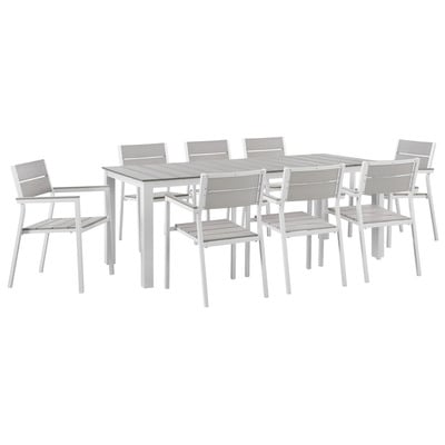 Outdoor Dining Sets Modway Furniture Maine White Light Gray EEI-1753-WHI-LGR-SET 889654004578 Bar and Dining Gray GreyWhite snow Gray White Complete Vanity Sets 