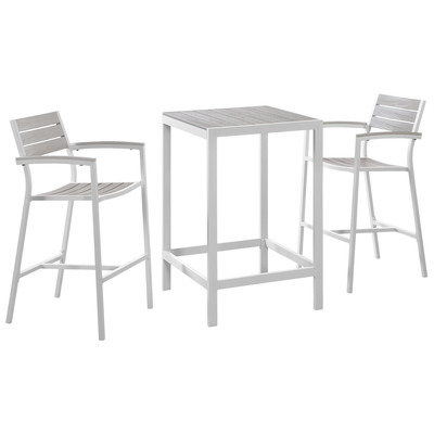 Outdoor Dining Sets Modway Furniture Maine White Light Gray EEI-1754-WHI-LGR-SET 889654004592 Bar and Dining Gray GreyWhite snow Gray White Complete Vanity Sets 