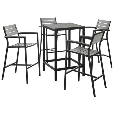 Outdoor Bar Furniture Modway Furniture Maine Brown Gray EEI-1755-BRN-GRY-SET 889654004608 Bar and Dining Brown sableGray Grey Complete Vanity Sets 
