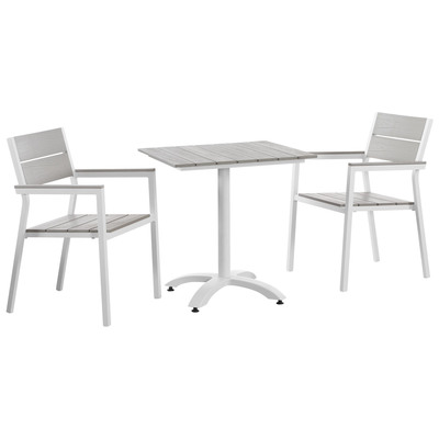 Outdoor Dining Sets Modway Furniture Maine White Light Gray EEI-1759-WHI-LGR-SET 889654004677 Bar and Dining Gray GreyWhite snow Gray White Complete Vanity Sets 