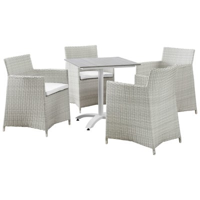 Outdoor Dining Sets Modway Furniture Junction Gray White EEI-1760-GRY-WHI-SET 889654004691 Bar and Dining Gray GreyWhite snow Gray White Complete Vanity Sets 