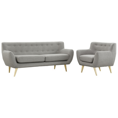 Sofas and Loveseat Modway Furniture Remark Light Gray EEI-1784-LGR-SET 889654010388 Sofas and Armchairs GrayGrey Chaise LoungeLoveseat Love sea Polyester Contemporary Contemporary/Mode Sofa Set set Complete Vanity Sets 