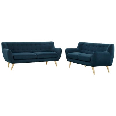 Sofas and Loveseat Modway Furniture Remark Azure EEI-1785-AZU-SET 889654012450 Sofas and Armchairs Chaise LoungeLoveseat Love sea Polyester Contemporary Contemporary/Mode Sofa Set set Complete Vanity Sets 