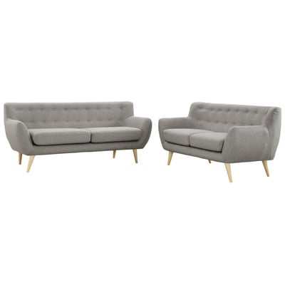 Sofas and Loveseat Modway Furniture Remark Light Gray EEI-1785-LGR-SET 889654018124 Sofas and Armchairs GrayGrey Chaise LoungeLoveseat Love sea Polyester Contemporary Contemporary/Mode Sofa Set set 