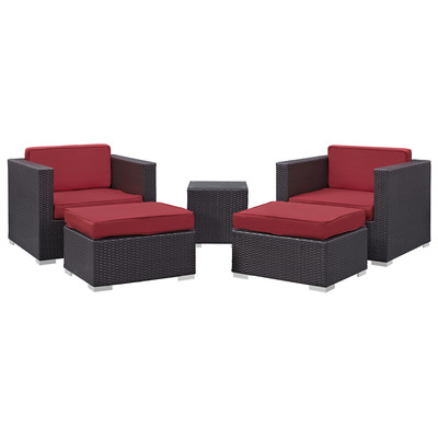 Modway Furniture Outdoor Sofas and Sectionals, Red,Burgundy,ruby, Sectional,Sofa, Espresso,Red, Complete Vanity Sets, Sofa Sectionals, 889654020943, EEI-1809-EXP-RED-SET