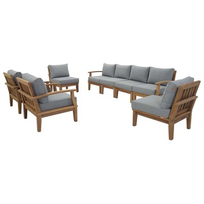 Modway Furniture Outdoor Sofas and Sectionals, Gray,Grey, Sofa, Gray,Light GrayNatural, Sofa Sectionals, 889654142089, EEI-1817-NAT-GRY-SET