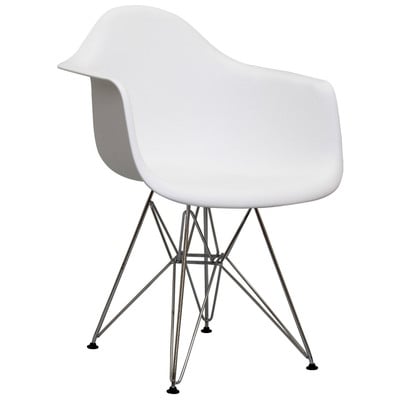 Modway Furniture Dining Room Chairs, White,snow, Armchair,Arm, Steel,Metal,IronWire, Metal,Aluminum,steel,GunMetal,Iron,TITANIUM,BRONZEWhite,IvoryWire, Dining Chairs, 848387013776, EEI-181-WHI