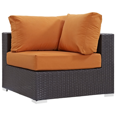 Outdoor Sofas and Sectionals Modway Furniture Convene Espresso Orange EEI-1840-EXP-ORA 889654024521 Sofa Sectionals Orange Sectional Sofa Espresso Complete Vanity Sets 