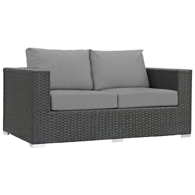 Sofas and Loveseat Modway Furniture Sojourn Canvas Gray EEI-1851-CHC-GRY 889654118893 Sofa Sectionals GrayGrey Loveseat Love seatSectional So Sofa Set set 