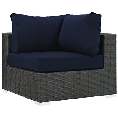 Modway Furniture Outdoor Sofas and Sectionals, Blue,navy,teal,turquiose,indigo,aqua,SeafoamGreen,emerald,teal, Sectional,Sofa, Canvas,Navy, Complete Vanity Sets, Sofa Sectionals, 889654025221, EEI-1856-CHC-NAV