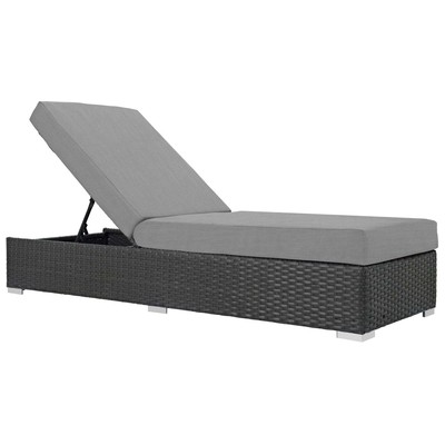 Outdoor Beds Modway Furniture Sojourn Canvas Gray EEI-1862-CHC-GRY 889654119036 Daybeds and Lounges Gray Grey Aluminum Frame Aluminum Alumin Aluminum Synthetic Rattan Chaise 