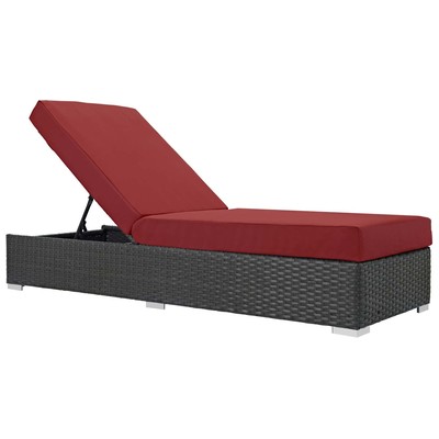 Outdoor Beds Modway Furniture Sojourn Canvas Red EEI-1862-CHC-RED 889654119043 Daybeds and Lounges Red Burgundy ruby Aluminum Frame Aluminum Alumin Aluminum Synthetic Rattan Chaise 