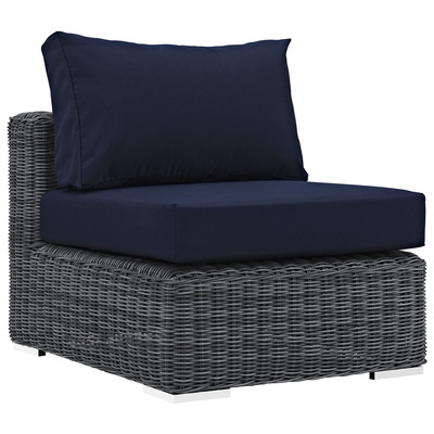 Modway Furniture Outdoor Sofas and Sectionals, Blue,navy,teal,turquiose,indigo,aqua,SeafoamGreen,emerald,teal, Sectional,Sofa, Canvas,Navy, Complete Vanity Sets, Sofa Sectionals, 889654025542, EEI-1868-GRY-NAV