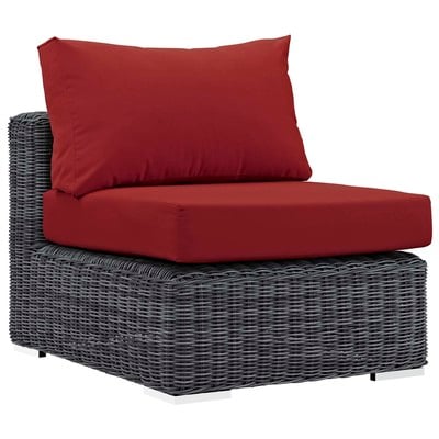 Outdoor Sofas and Sectionals Modway Furniture Summon Canvas Red EEI-1868-GRY-RED 889654119104 Sofa Sectionals Red Burgundy ruby Sectional Sofa Canvas Red 