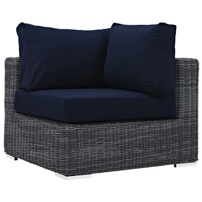 Modway Furniture Outdoor Sofas and Sectionals, Blue,navy,teal,turquiose,indigo,aqua,SeafoamGreen,emerald,teal, Sectional,Sofa, Canvas,Navy, Complete Vanity Sets, Sofa Sectionals, 889654025603, EEI-1870-GRY-NAV