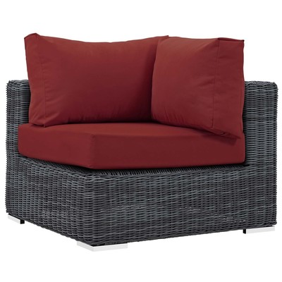 Modway Furniture Outdoor Sofas and Sectionals, Red,Burgundy,ruby, Sectional,Sofa, Canvas,Red, Sofa Sectionals, 889654119142, EEI-1870-GRY-RED