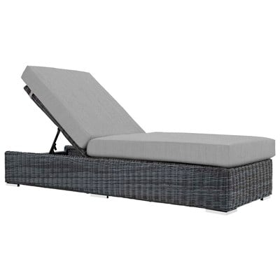 Outdoor Beds Modway Furniture Summon Canvas Gray EEI-1876-GRY-GRY 889654119234 Daybeds and Lounges Gray Grey Aluminum Frame Aluminum Alumin Aluminum Synthetic Rattan Chaise 