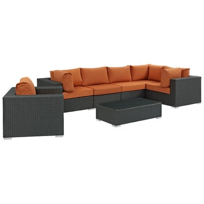 Outdoor Sofas and Sectionals Modway Furniture Sojourn Canvas Tuscan EEI-1878-CHC-TUS-SET 889654025856 Sofa Sectionals Sectional Sofa Canvas Complete Vanity Sets 