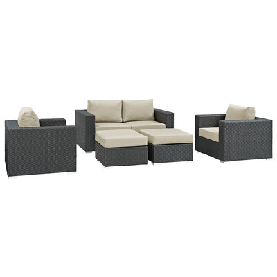 Modway Furniture Outdoor Sofas and Sectionals, Beige,Cream,beige,ivory,sand,nude, Sectional,Sofa, Canvas, Complete Vanity Sets, Sofa Sectionals, 889654025863, EEI-1879-CHC-BEI-SET