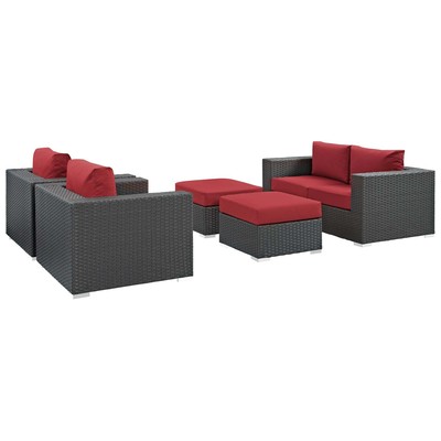 Outdoor Sofas and Sectionals Modway Furniture Sojourn Canvas Red EEI-1879-CHC-RED-SET 889654135326 Sofa Sectionals Red Burgundy ruby Loveseat Sectional Sofa Canvas Red 