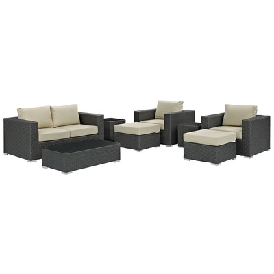 Modway Furniture Outdoor Sofas and Sectionals, Beige,Cream,beige,ivory,sand,nude, Sectional,Sofa, Canvas, Complete Vanity Sets, Sofa Sectionals, 889654025894, EEI-1880-CHC-BEI-SET
