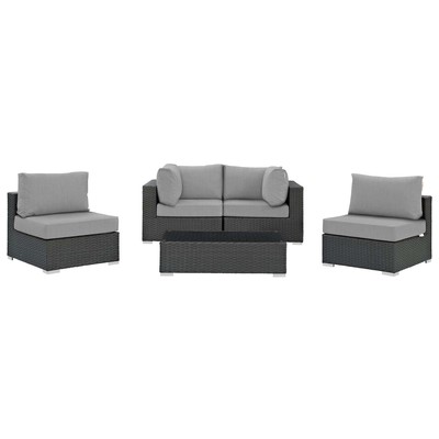 Modway Furniture Outdoor Sofas and Sectionals, Gray,Grey, Sectional,Sofa, Canvas,Gray,Light Gray, Sofa Sectionals, 889654135357, EEI-1882-CHC-GRY-SET