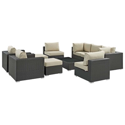 Outdoor Sofas and Sectionals Modway Furniture Sojourn Canvas Antique Beige EEI-1888-CHC-BEI-SET 889654026105 Sofa Sectionals Beige Cream beige ivory sand n Sectional Sofa Canvas Complete Vanity Sets 