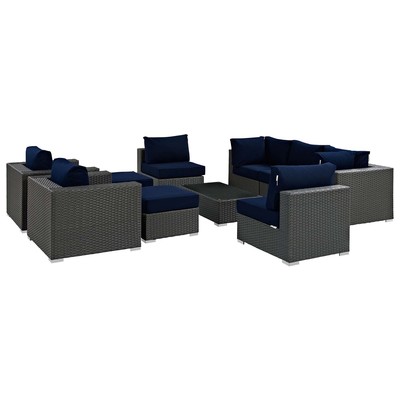 Outdoor Sofas and Sectionals Modway Furniture Sojourn Canvas Navy EEI-1888-CHC-NAV-SET 889654026112 Sofa Sectionals Blue navy teal turquiose indig Sectional Sofa Canvas Navy Complete Vanity Sets 