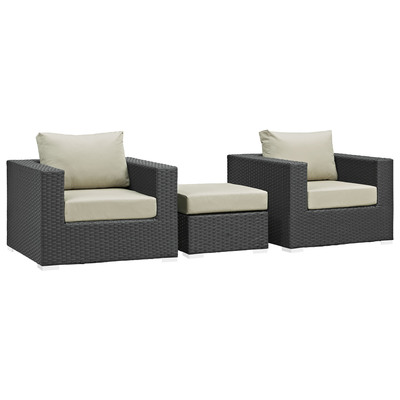 Modway Furniture Outdoor Sofas and Sectionals, Beige,Cream,beige,ivory,sand,nude, Sectional,Sofa, Canvas, Complete Vanity Sets, Sofa Sectionals, 889654026198, EEI-1891-CHC-BEI-SET