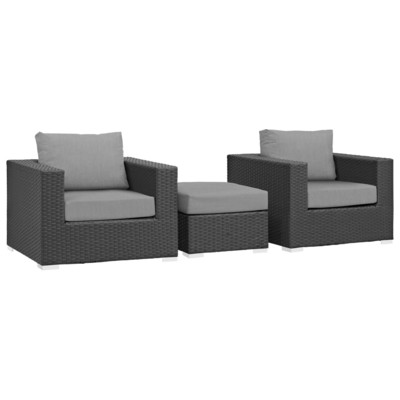Modway Furniture Outdoor Sofas and Sectionals, Gray,Grey, Sectional,Sofa, Canvas,Gray,Light Gray, Sofa Sectionals, 889654135470, EEI-1891-CHC-GRY-SET