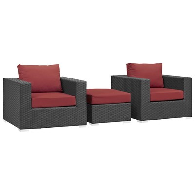 Outdoor Sofas and Sectionals Modway Furniture Sojourn Canvas Red EEI-1891-CHC-RED-SET 889654135487 Sofa Sectionals Red Burgundy ruby Sectional Sofa Canvas Red 