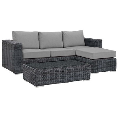 Outdoor Sofas and Sectionals Modway Furniture Summon Canvas Gray EEI-1903-GRY-GRY-SET 889654135678 Sofa Sectionals Gray Grey Sectional Sofa Canvas Gray Light Gray 
