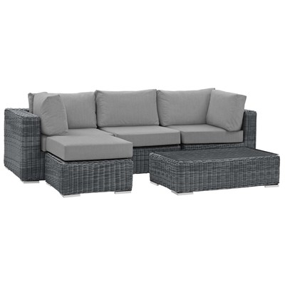 Modway Furniture Outdoor Sofas and Sectionals, Gray,Grey, Sectional,Sofa, Canvas,Gray,Light Gray, Sofa Sectionals, 889654135692, EEI-1904-GRY-GRY-SET