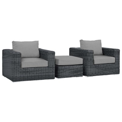 Modway Furniture Outdoor Sofas and Sectionals, Gray,Grey, Sectional,Sofa, Canvas,Gray,Light Gray, Sofa Sectionals, 889654135715, EEI-1905-GRY-GRY-SET